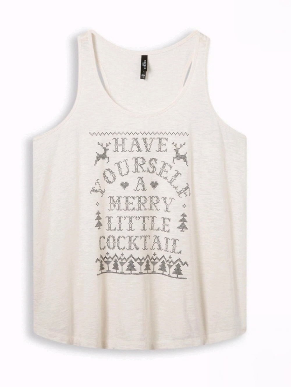 NWT Torrid Sleep Tank - 'Have Yourself a Merry Little Cocktail' - Light Cream